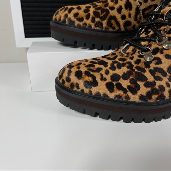 TIMBERLAND LONDON SQUARE WOMENS HIKER BOOTS SIZE 7 LEOPARD PRINT LEATHER BROWN N - Picture 5 of 10